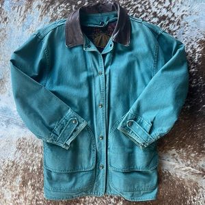 VINTAGE Woolrich Wool Blanket Lined Teal Chore Jacket Women's